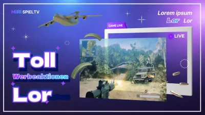 Online-Spiel-Filmmaterial mit lila Weltraum-Hintergrund