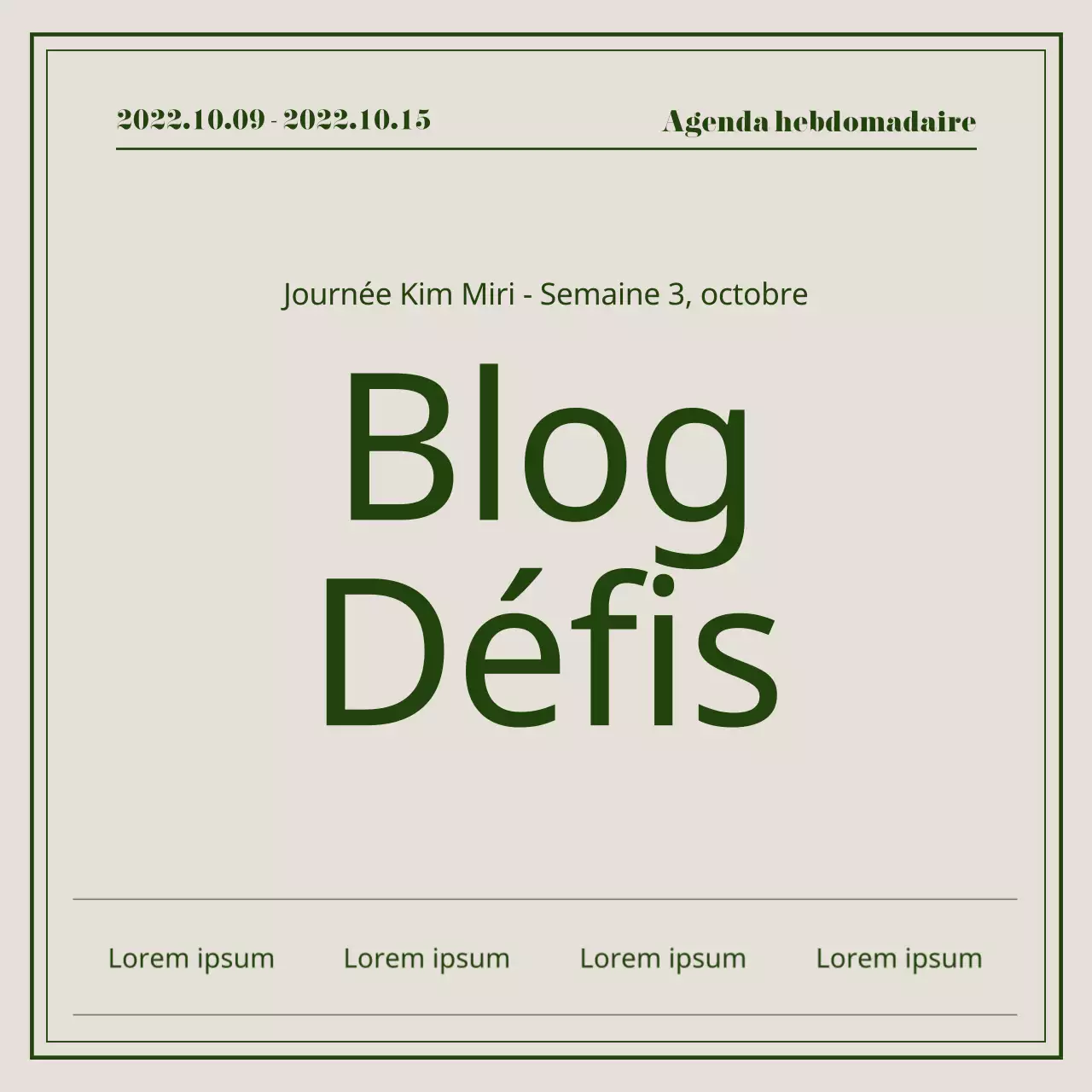Défi blog avec un concept simple de typographie verte