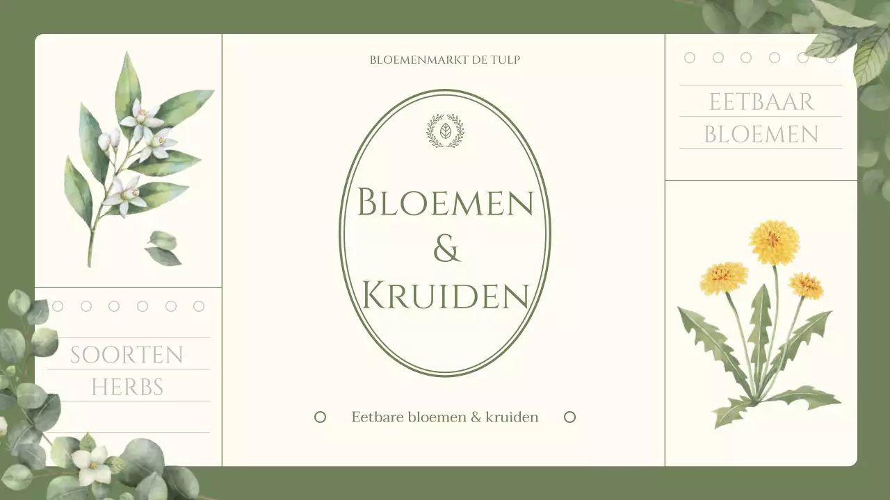 Trivia over eetbare bloemen en kruiden met een groen, sentimenteel aquarelillustratiethema