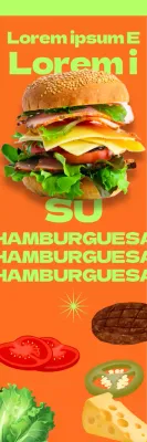 Menú en forma de hamburguesa con un diseño de fuente en negrita y contraste de colores complementarios
