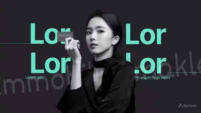 YouTube-Miniaturansicht eines weiblichen Modells, das Visitenkarten mit mintfarbenem Briefpapier eines Immobilienmaklers auf schwarzem Hintergrund hält