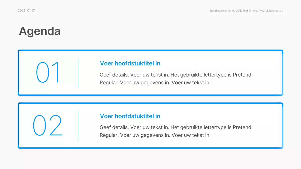 Bedrijfsrapport met een modern kleurverloop in blauw en wit