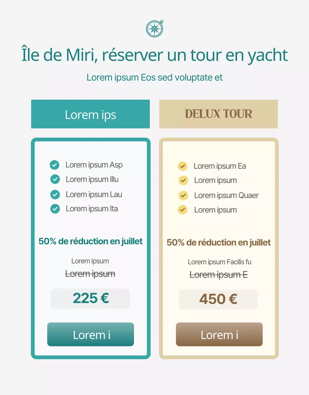 Guide simple de réservation de cours de licence de yacht bleu clair et vert