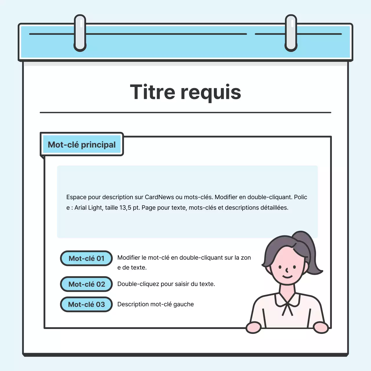 Concept de note bleu clair Carte soignée avec de jolies illustrationsNews