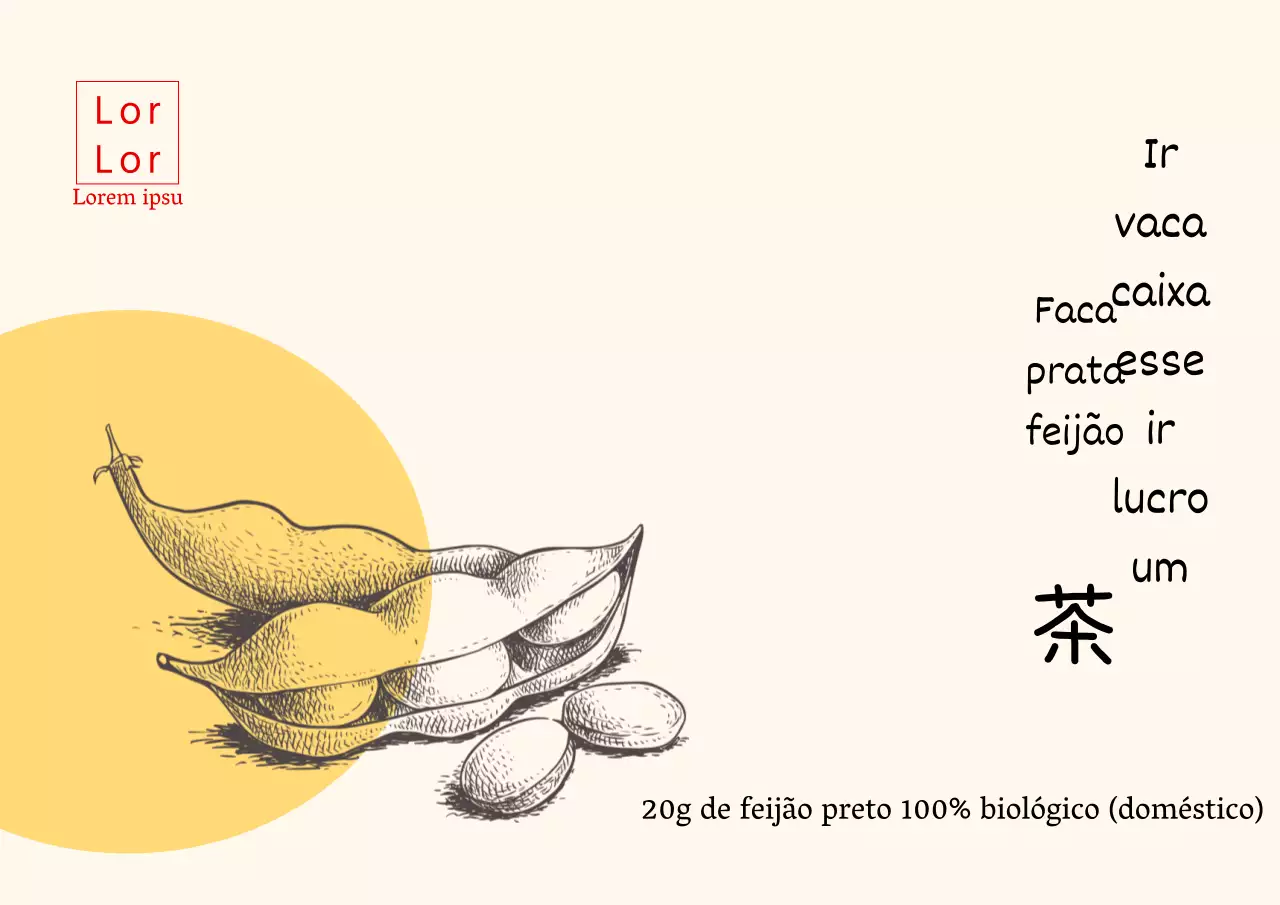 Chá de feijão preto de desenho amarelo