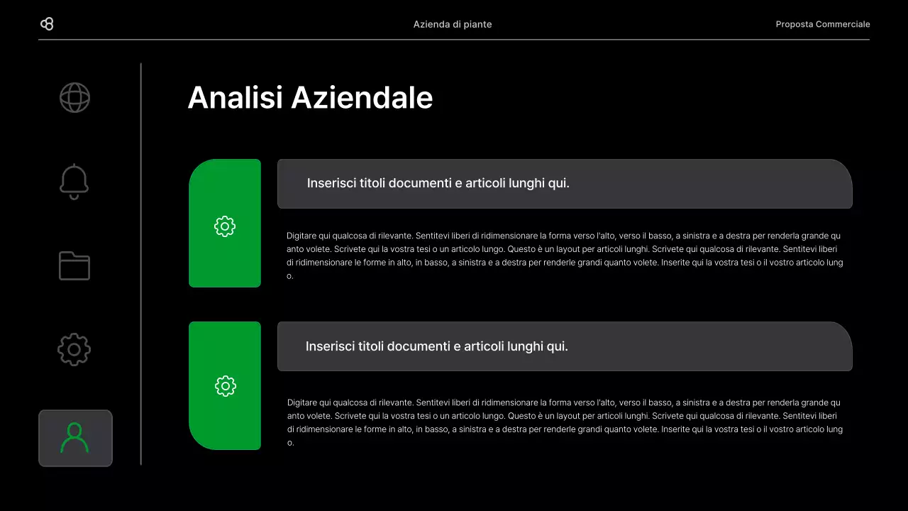 Proposta di business in nero e verde concetto di foglia naturale