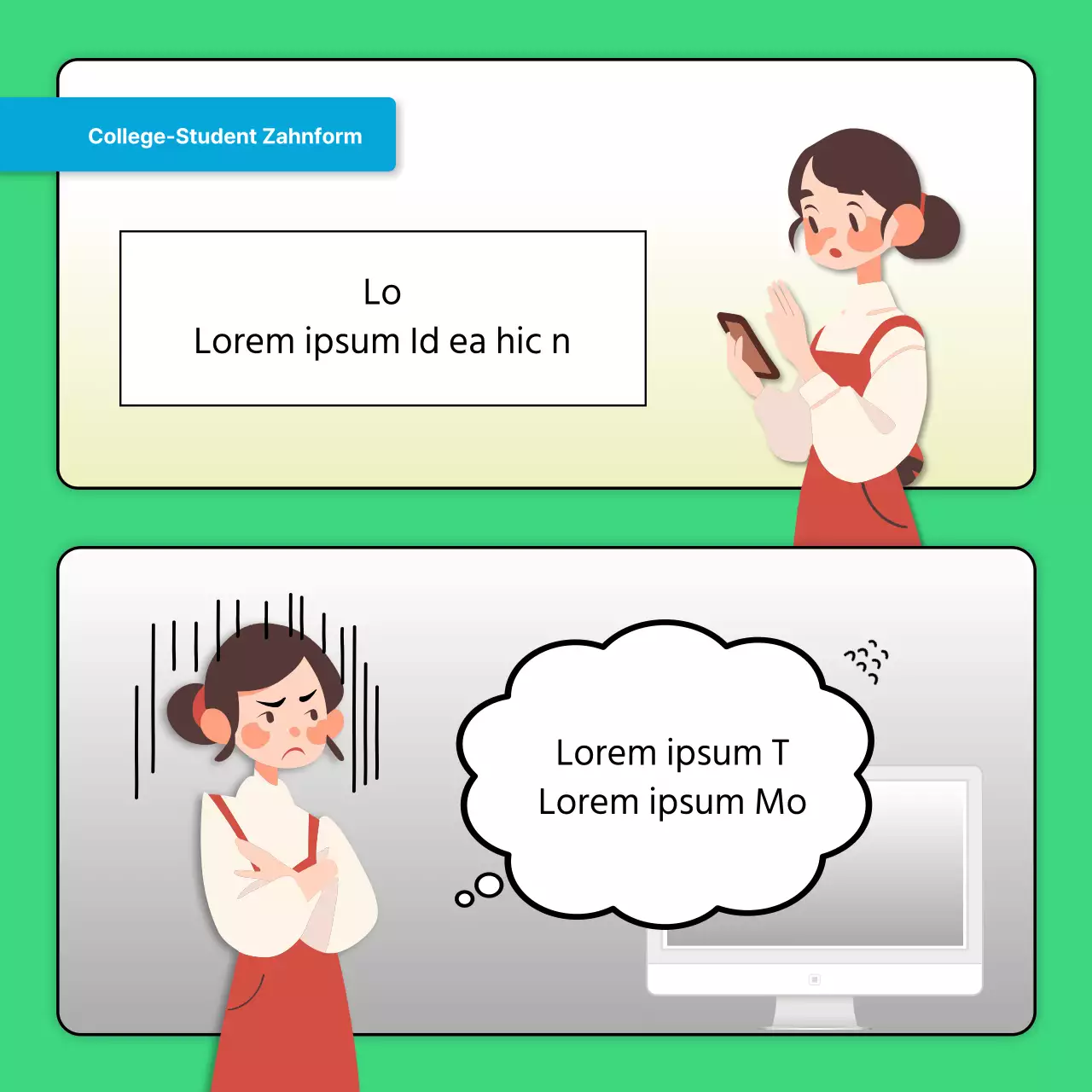 Einfache Pre-Canvas-Werbeanzeige in Grün und Blau