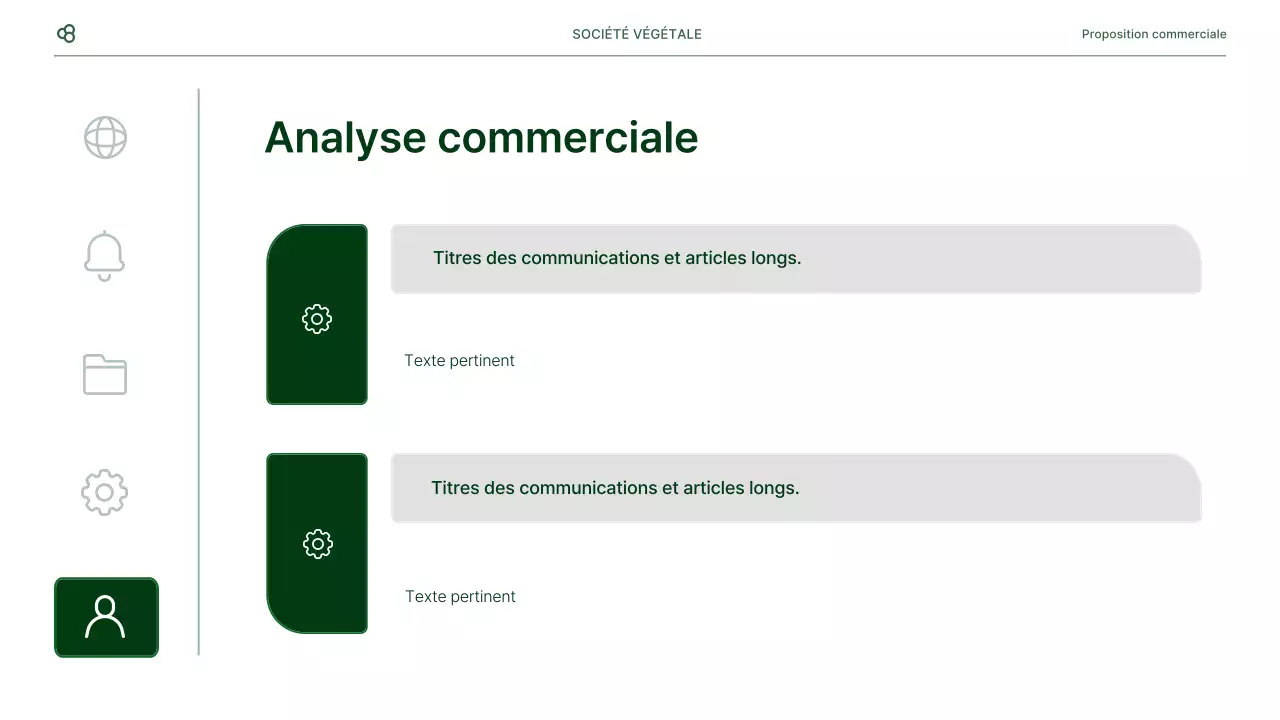 Proposition d'affaires en blanc et vert, concept de feuille naturelle