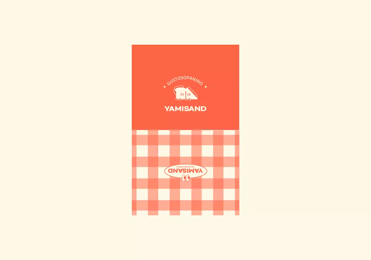 Una paninoteca con motivo a quadri rossi e gialli e simpatici personaggi