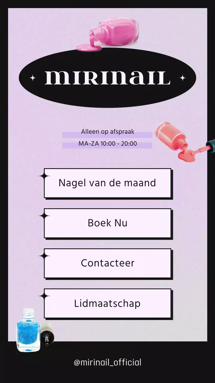 Zwart en paars kitscherig concept nagelsalon promotionele linky note