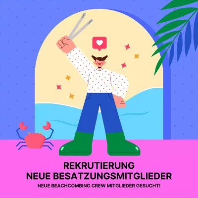 Blue and Purple Beachcombing Crew Rekrutierung