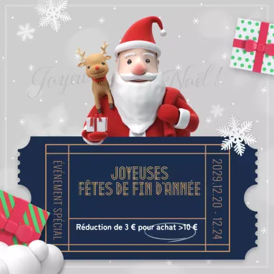Promouvoir un événement de coupons de réduction de Noël rouge et bleu marine
