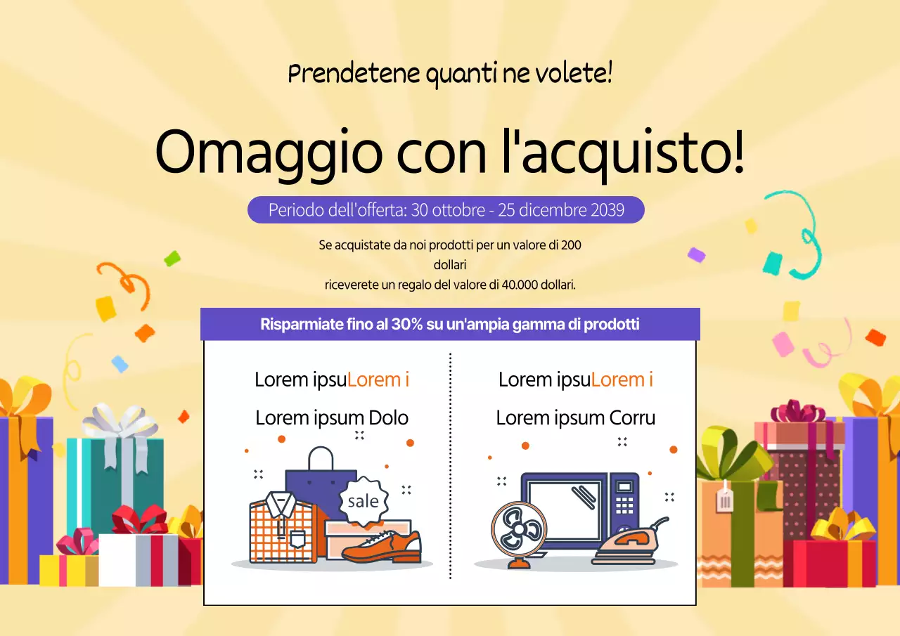 Buono regalo per l'acquisto di prodotti