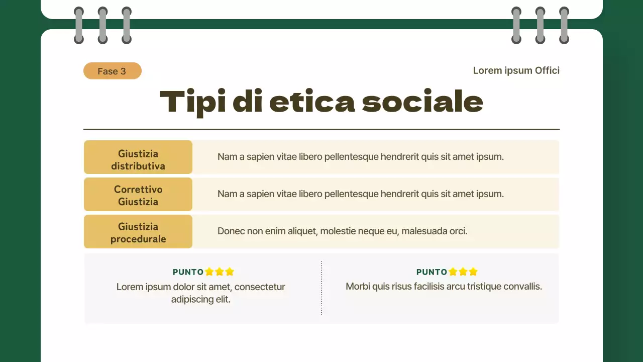Concetto di classe giallo e verde Lezione di etica