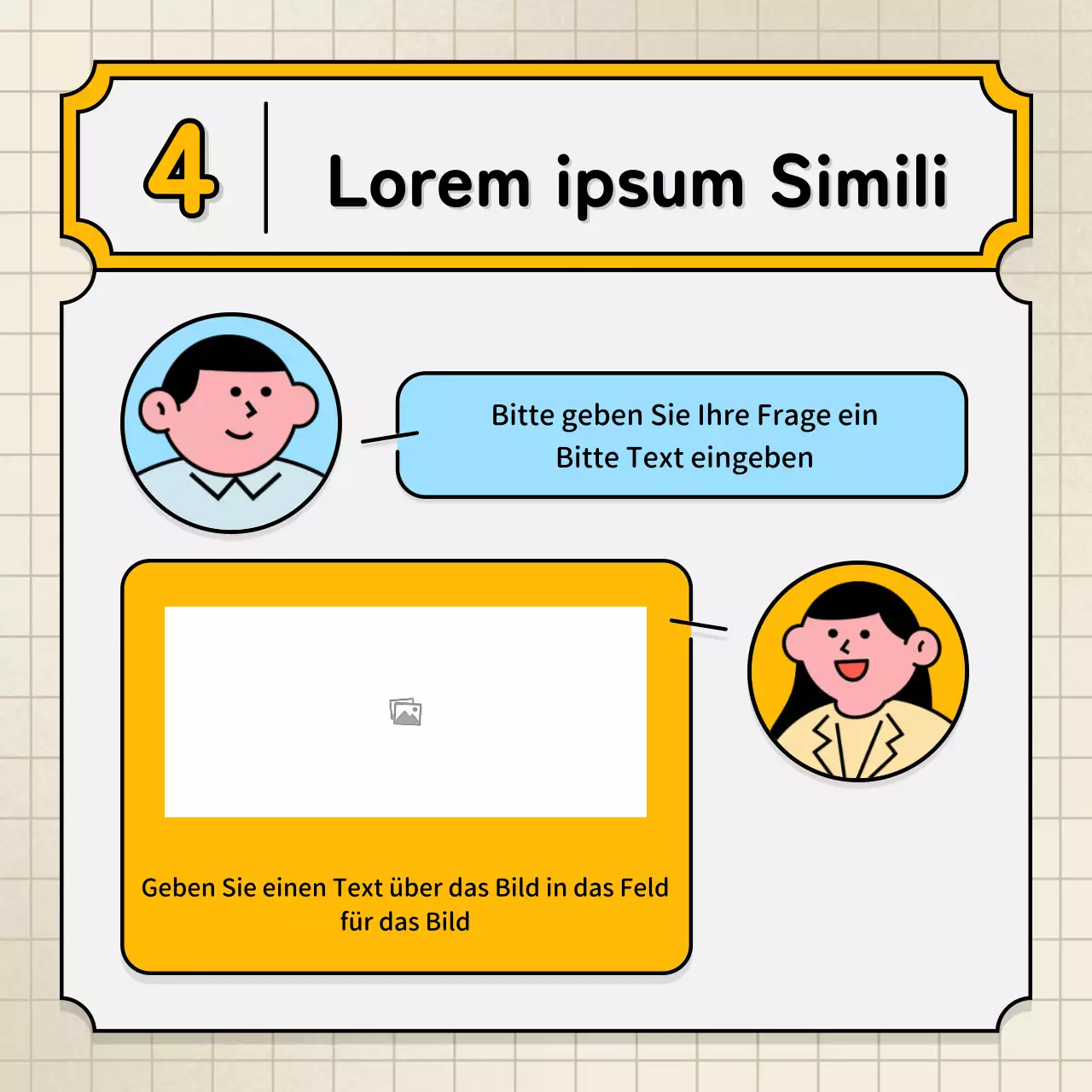 Hellblaue und gelbe Sprechblasen und niedlicher Illustrationsstil