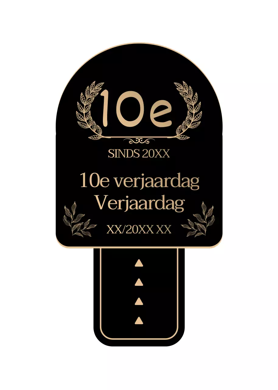 Een strak en stijlvol laurierframe in zwart en goud om het concept te gedenken.