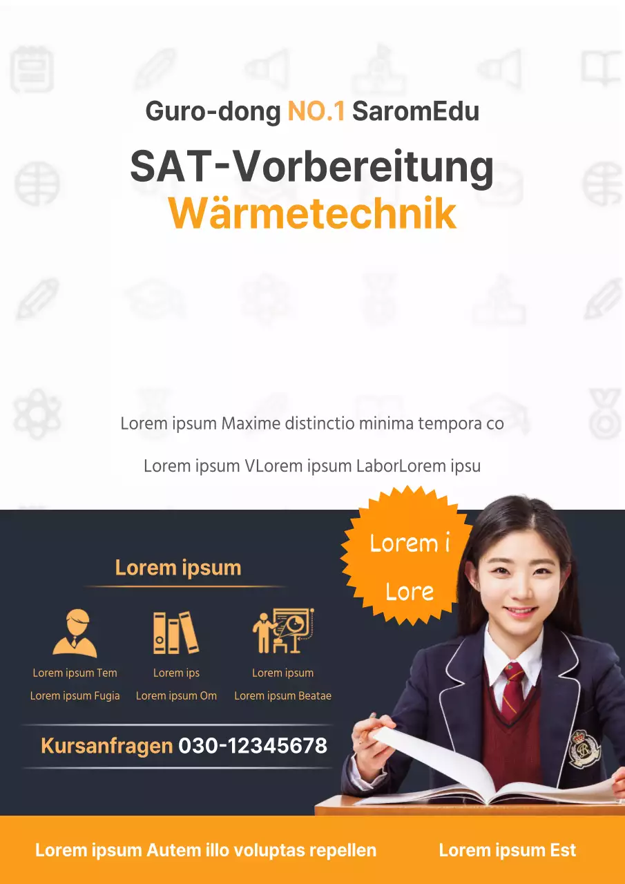 Gelber und schwarzer Sommerkurs-Flyer