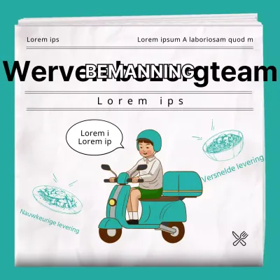 Mint-gekleurde krant retro illustratie concept restaurant levering bemanning part-time banen