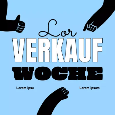 Einfache, minimalistische Verkaufsförderung mit weißen Akzenten in Hellblau und Schwarz