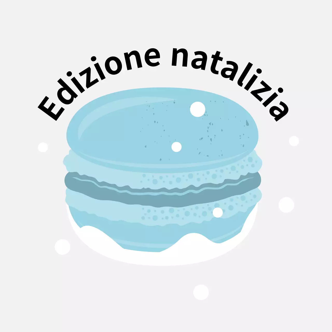 Illustrazione blu carino Natale caffè dessert macaron etichette per macarons