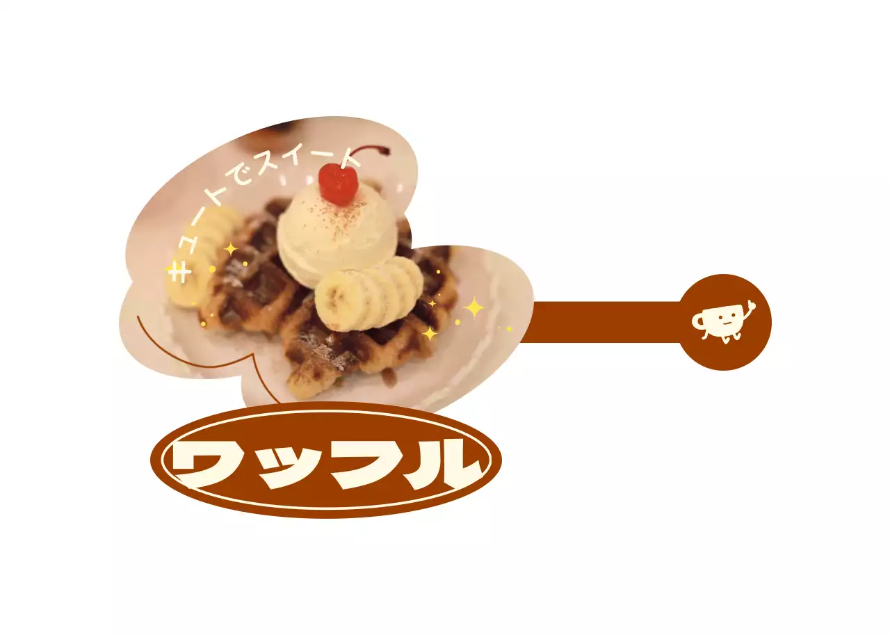 色とりどりのかわいいコンセプトのデザートメニュー案内用。