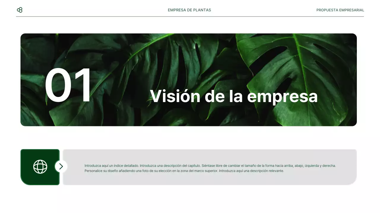 Propuesta de negocio de negocios en blanco y verde concepto de hoja natural