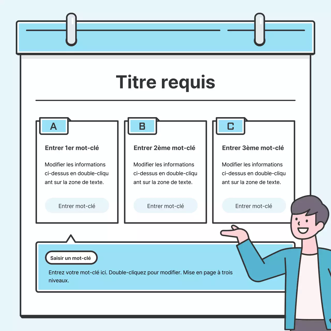 Concept de note bleu clair Carte soignée avec de jolies illustrationsNews