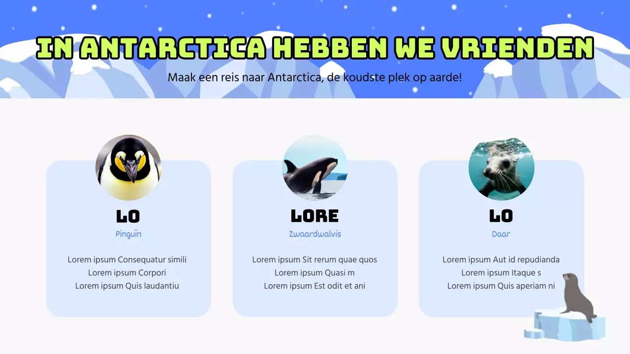 Antarctica onderwijs met blauwe pinguïn illustratie elementen