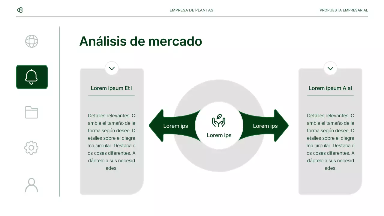 Propuesta de negocio de negocios en blanco y verde concepto de hoja natural