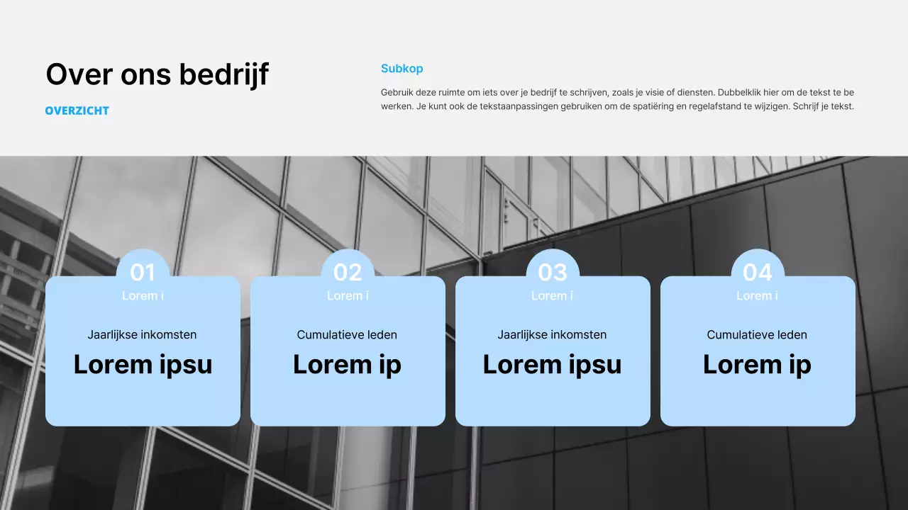 Eenvoudig bedrijf in wit en lichtblauw