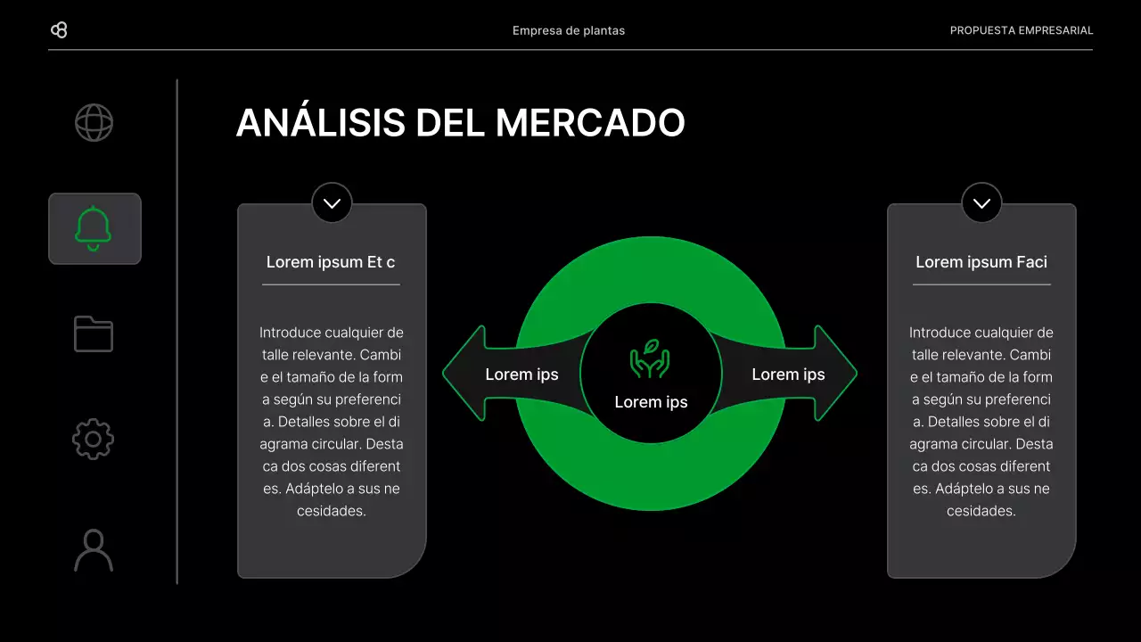 Propuesta de negocio de negocios en negro y verde concepto de hoja natural