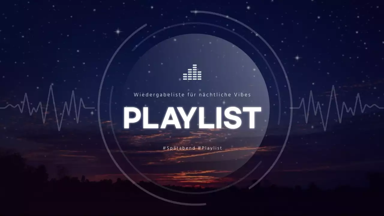 Eine von der Morgendämmerung inspirierte Musikwiedergabeliste mit einem nächtlichen Himmel im Hintergrund