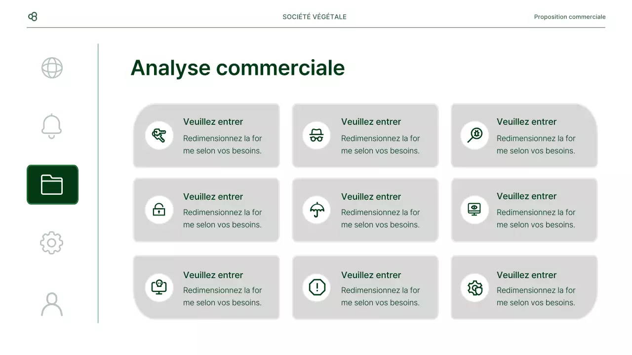 Proposition d'affaires en blanc et vert, concept de feuille naturelle