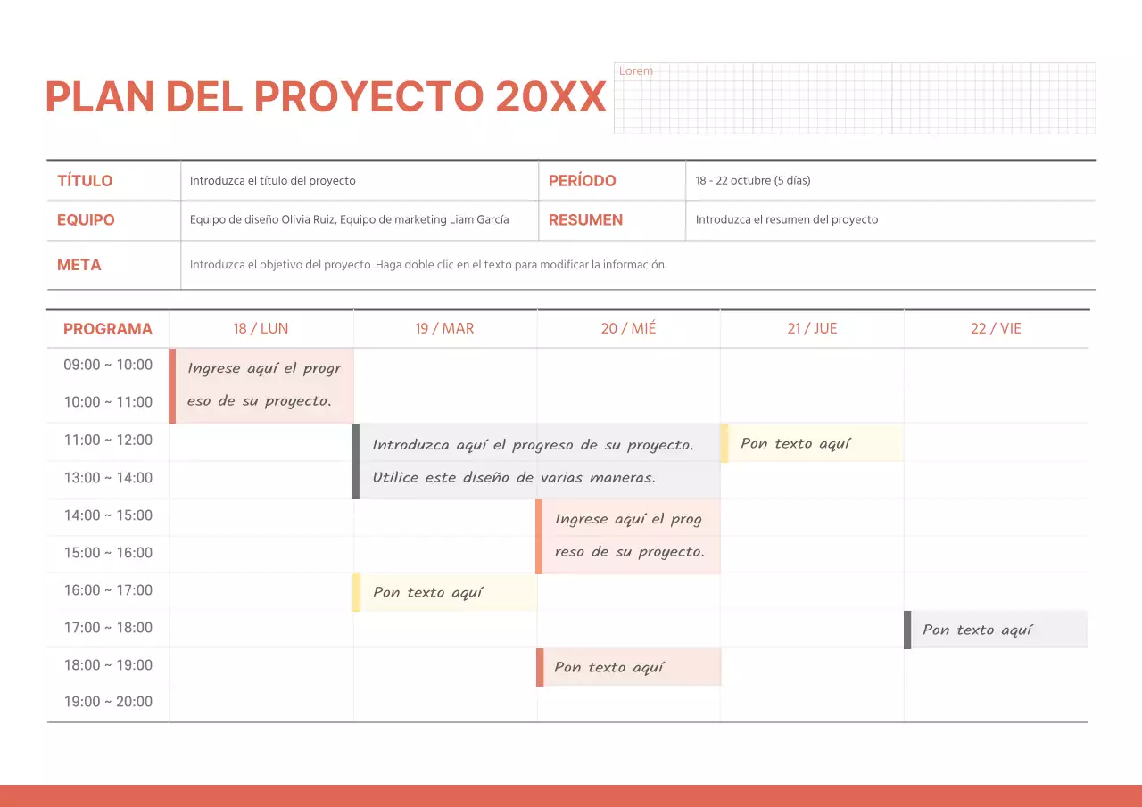 Un sencillo plan de proyecto en rojo