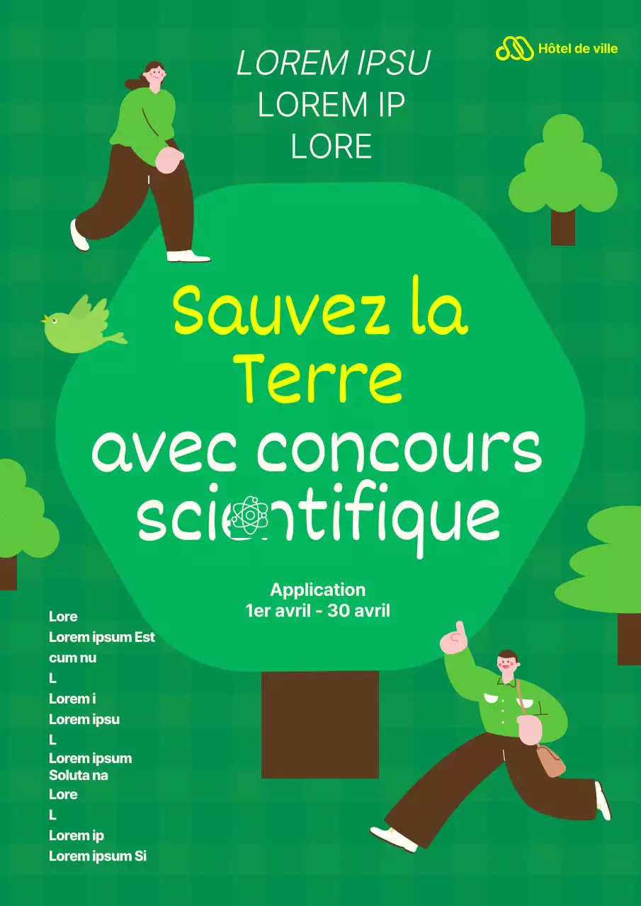 Illustration de l'arbre vert Mois des sciences Journée de la Terre Concours Sauver la planète
