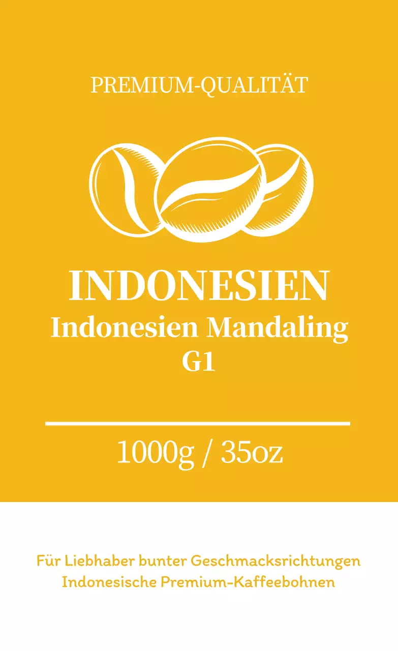 Nettes Kaffeebohnen-Etikett mit gelber Illustration