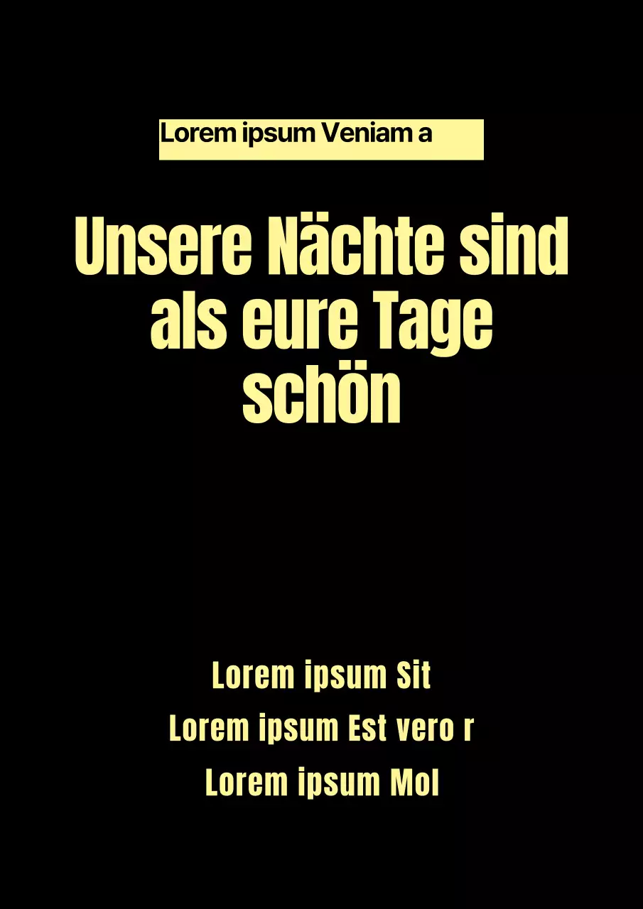 Schlichter schwarz-gelber Veranstaltungsflyer für eine Betriebsfeier zum Abschied