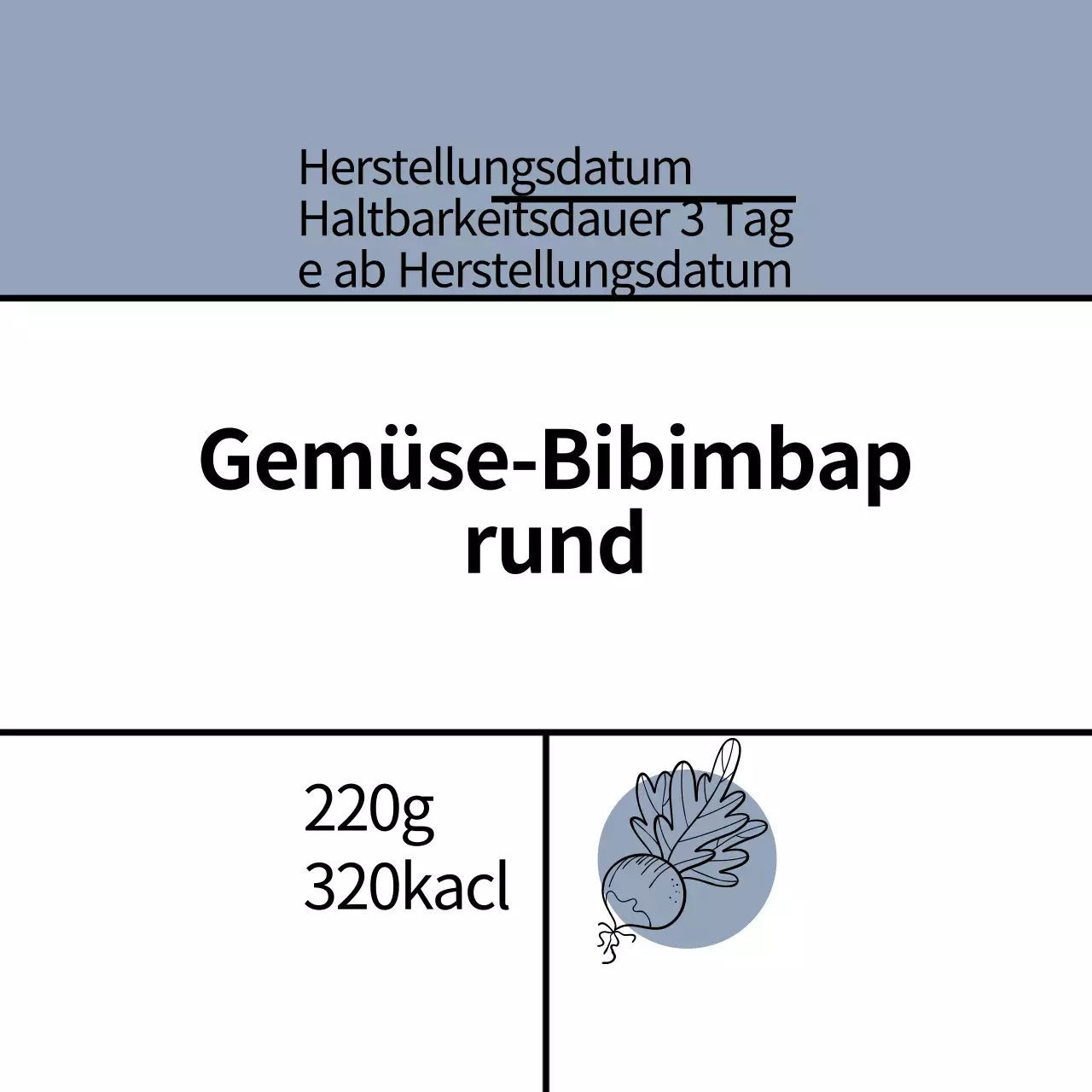blau Illustration einfache Lebensmittel Gemüse Bibimbap Runde Etikett