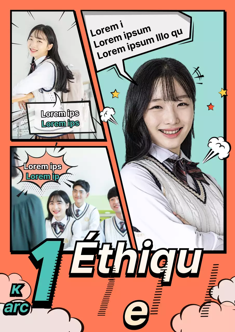 Concept de dessin animé divisé entre l'orange et le vert