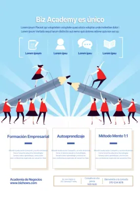 Promociona tu centro con una ilustración de estudiantes en azul