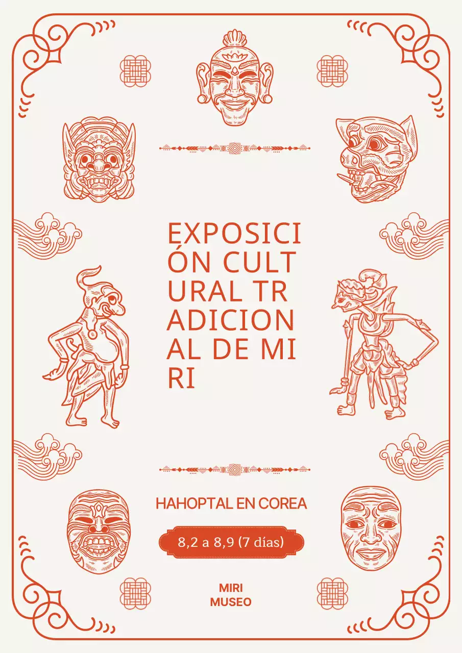 Preestreno tradicional de cuadros de dibujo lineal con tema y bordes rojos