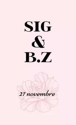 Promuovere una semplice partecipazione di nozze con testo rosa chiaro e nero e illustrazioni floreali