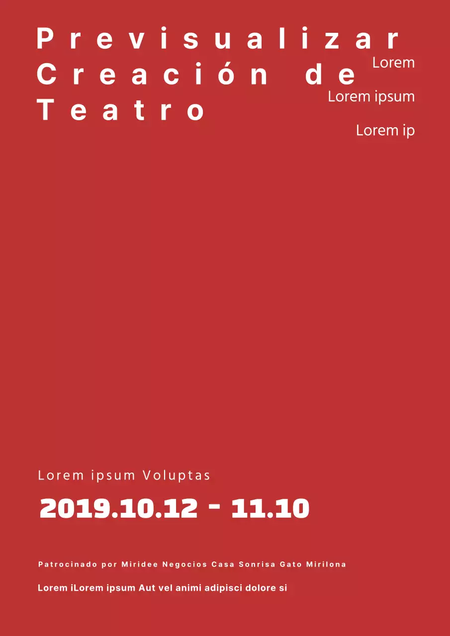 Cartel de concierto sencillo con texto en rojo y blanco