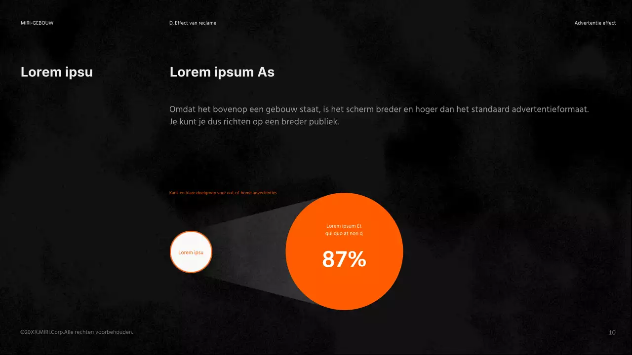 Een strakke zwarte en oranje bouw advertentie product briefing