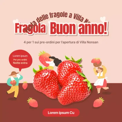 Festa di apertura alla frutta con accenti di fragola rossa