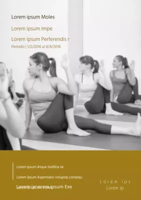 Folleto moderno en dorado y gris para un evento en un estudio de yoga