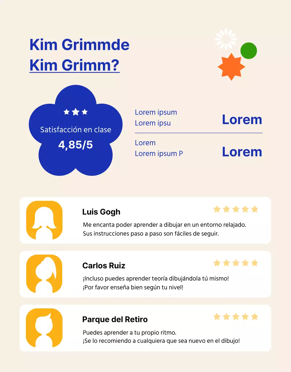 Anuncio de una clase de arte de un día con un toque de beige y azul