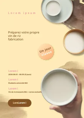 Thème traditionnel de l'alcool de riz dans les tons beiges