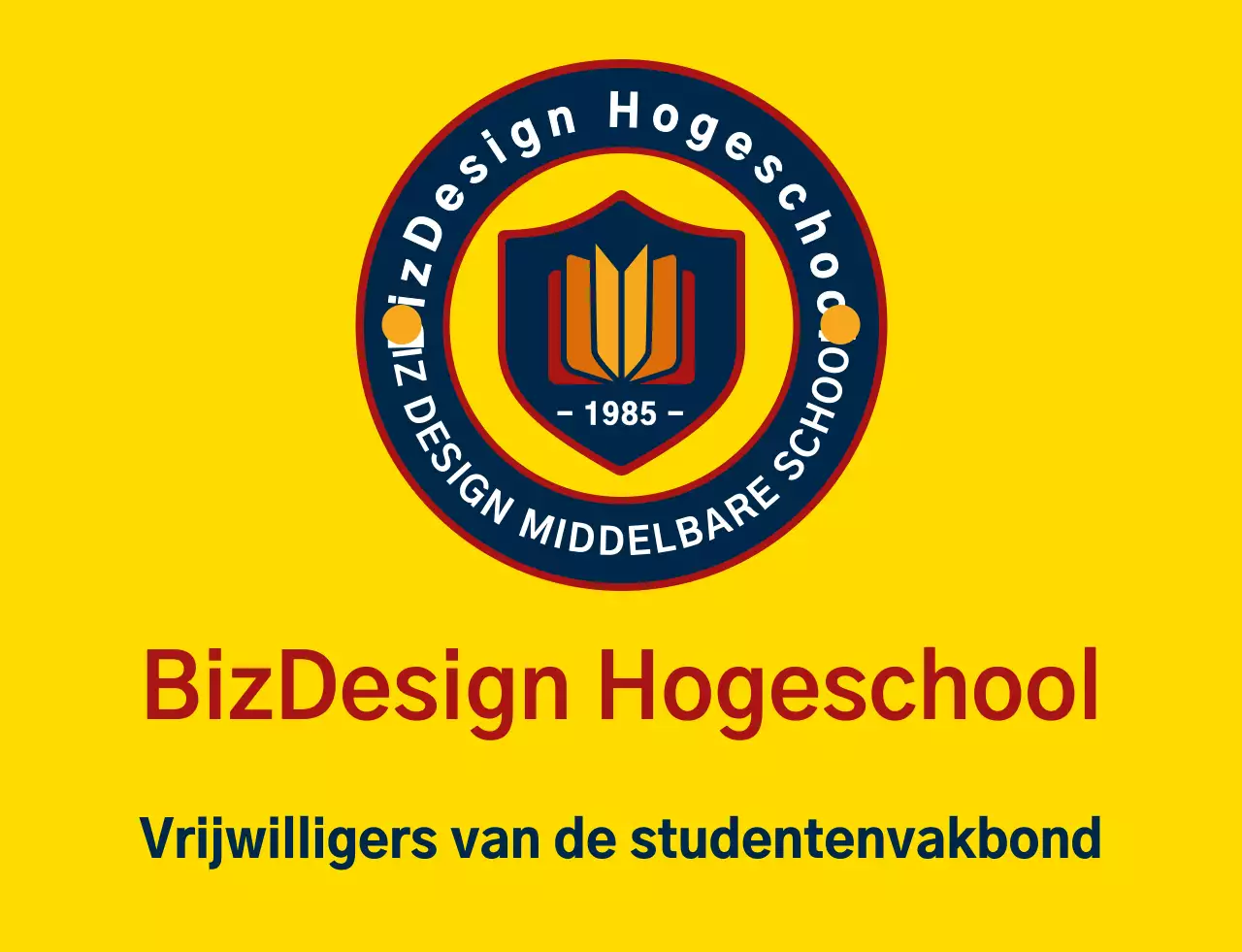Eenvoudig en schoon schild symbool en embleem logo combinatie stijl in geel en marine blauw-rood High school student overheid service organisatie