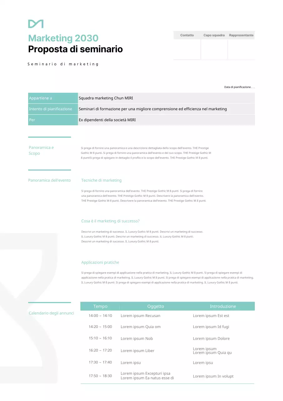 Proposta di seminario in grigio e menta